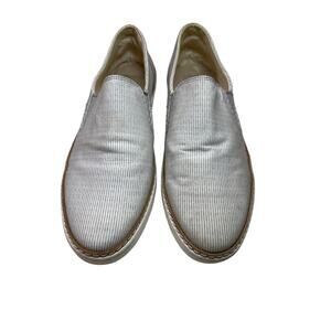 UGG Slip Boat Shoe Women’s US 9 Gray Canvas & Suede Sneaker Sherpa Peppy Comfort